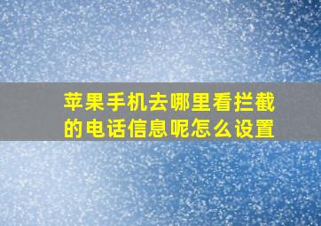 苹果手机去哪里看拦截的电话信息呢怎么设置