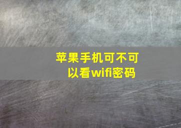 苹果手机可不可以看wifi密码