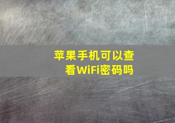 苹果手机可以查看WiFi密码吗