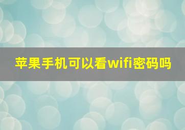 苹果手机可以看wifi密码吗