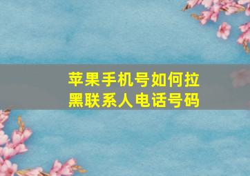 苹果手机号如何拉黑联系人电话号码