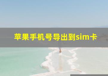 苹果手机号导出到sim卡