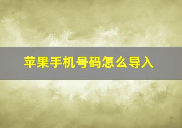 苹果手机号码怎么导入