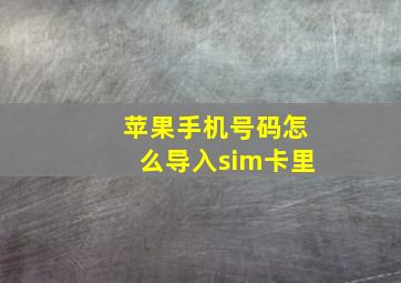 苹果手机号码怎么导入sim卡里