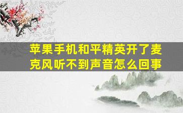 苹果手机和平精英开了麦克风听不到声音怎么回事