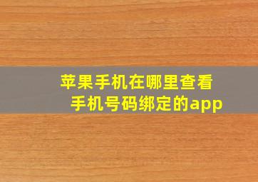 苹果手机在哪里查看手机号码绑定的app