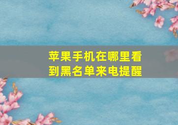 苹果手机在哪里看到黑名单来电提醒