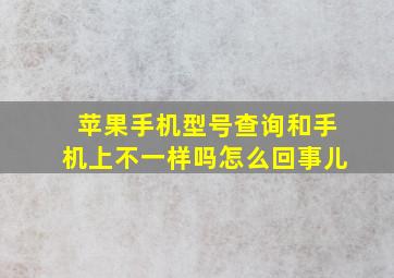 苹果手机型号查询和手机上不一样吗怎么回事儿