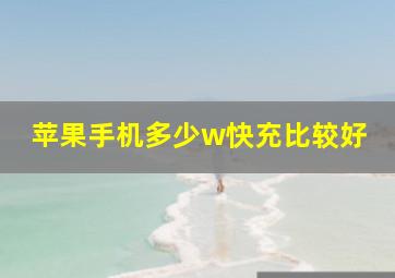 苹果手机多少w快充比较好