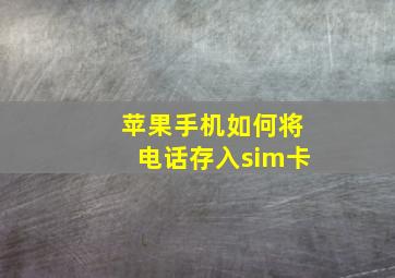 苹果手机如何将电话存入sim卡