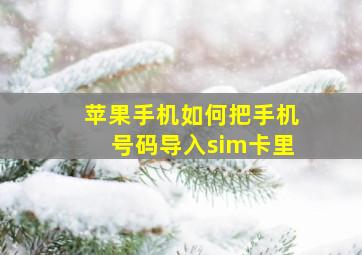 苹果手机如何把手机号码导入sim卡里