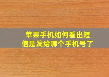 苹果手机如何看出短信是发给哪个手机号了