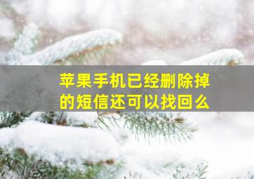 苹果手机已经删除掉的短信还可以找回么