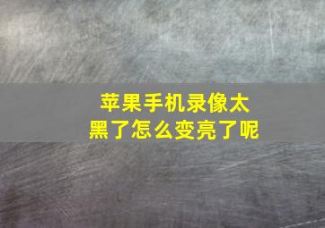 苹果手机录像太黑了怎么变亮了呢