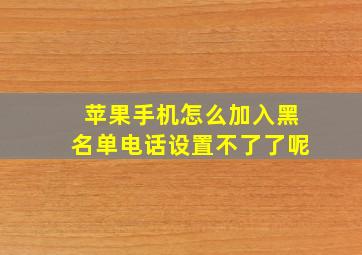 苹果手机怎么加入黑名单电话设置不了了呢