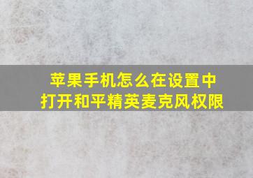 苹果手机怎么在设置中打开和平精英麦克风权限