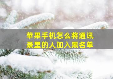 苹果手机怎么将通讯录里的人加入黑名单