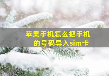 苹果手机怎么把手机的号码导入sim卡