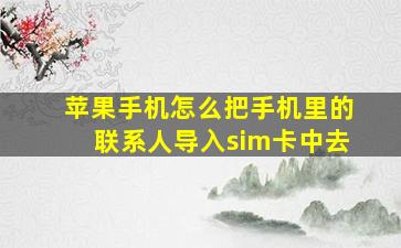 苹果手机怎么把手机里的联系人导入sim卡中去