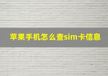 苹果手机怎么查sim卡信息