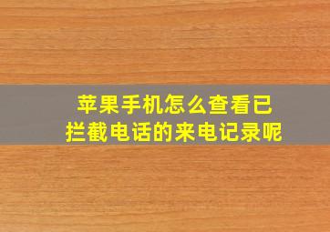 苹果手机怎么查看已拦截电话的来电记录呢