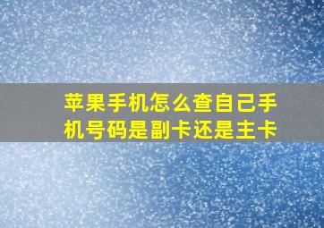 苹果手机怎么查自己手机号码是副卡还是主卡