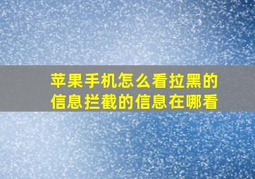 苹果手机怎么看拉黑的信息拦截的信息在哪看