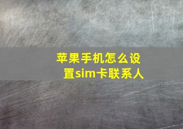 苹果手机怎么设置sim卡联系人