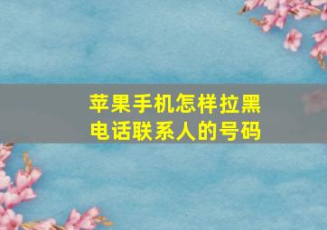 苹果手机怎样拉黑电话联系人的号码