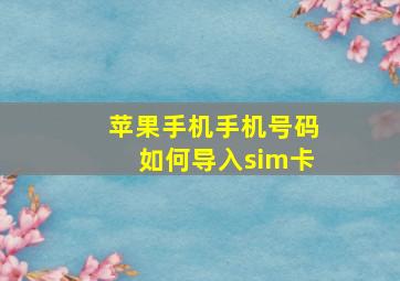 苹果手机手机号码如何导入sim卡