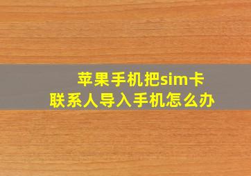 苹果手机把sim卡联系人导入手机怎么办