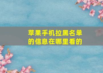 苹果手机拉黑名单的信息在哪里看的