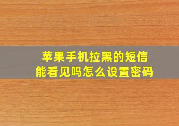 苹果手机拉黑的短信能看见吗怎么设置密码