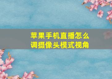 苹果手机直播怎么调摄像头模式视角