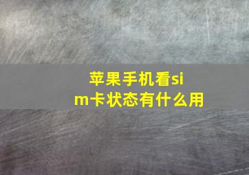 苹果手机看sim卡状态有什么用