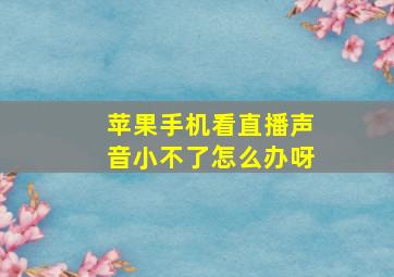 苹果手机看直播声音小不了怎么办呀