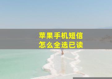 苹果手机短信怎么全选已读