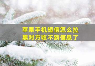 苹果手机短信怎么拉黑对方收不到信息了