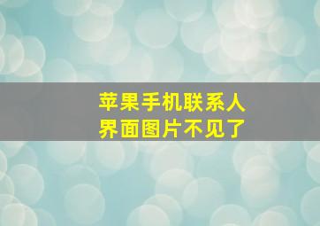 苹果手机联系人界面图片不见了