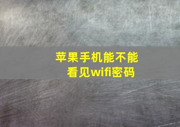 苹果手机能不能看见wifi密码