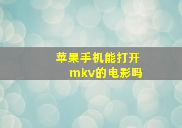 苹果手机能打开mkv的电影吗