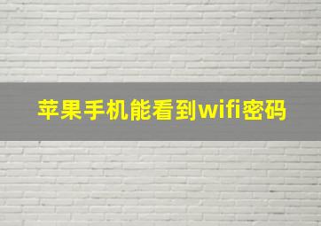 苹果手机能看到wifi密码