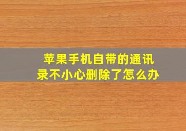 苹果手机自带的通讯录不小心删除了怎么办