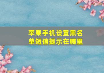 苹果手机设置黑名单短信提示在哪里