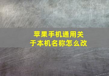 苹果手机通用关于本机名称怎么改