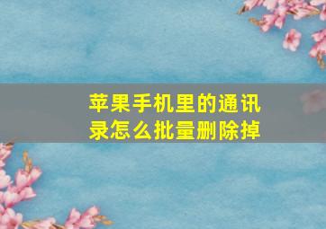 苹果手机里的通讯录怎么批量删除掉