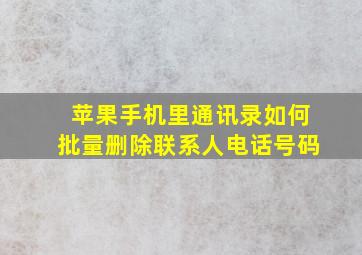 苹果手机里通讯录如何批量删除联系人电话号码