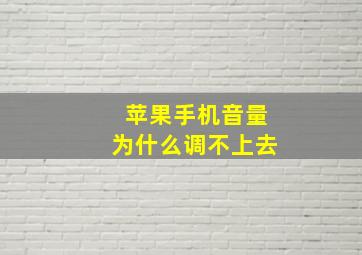 苹果手机音量为什么调不上去