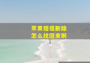 苹果短信删除怎么找回来啊