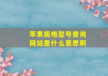 苹果规格型号查询网站是什么意思啊